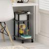 Furinno Turn-N-Tube C Shaped Side Table with Casters, French Oak Grey/Black(French Oak Grey/Black)