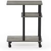 Furinno Turn-N-Tube C Shaped Side Table with Casters, French Oak Grey/Black(French Oak Grey/Black)