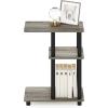 Furinno Turn-N-Tube C Shaped Side Table with Casters, French Oak Grey/Black(French Oak/Black)