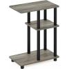 Furinno Turn-N-Tube C Shaped Side Table with Casters, French Oak Grey/Black(French Oak/Black)