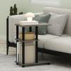 Furinno Turn-N-Tube C Shaped Side Table with Casters, French Oak Grey/Black(French Oak/Black)