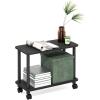 Furinno Turn-N-Tube Side Table, 2-Tier Rectangle Sofa End Table with Wheels, Round Corner Night Stand, Bedside Table with Open Shelf, Toolless Assembly, for Living Room, Bedroom, Dark Espresso(Dark Espresso/Black)