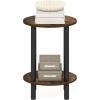 Furinno Turn-N-Tube Side Table, 2-Tier Round End Table with Open Shelf, Night Stand, Bedside Table, Toolless Assembly, for Living Room, Bedroom, Amber Pine(Amber Pine)
