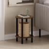 Furinno Turn-N-Tube Side Table, 2-Tier Round End Table with Open Shelf, Night Stand, Bedside Table, Toolless Assembly, for Living Room, Bedroom, Amber Pine(Amber Pine)