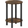Furinno Turn-N-Tube Side Table, 2-Tier Round End Table with Open Shelf, Night Stand, Bedside Table, Toolless Assembly, for Living Room, Bedroom, Amber Pine(Amber Pine)