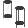 Furinno Turn-N-Tube Side Table, 2-Tier Round End Table with Open Shelf, Night Stand, Bedside Table, Toolless Assembly, for Living Room, Bedroom, Amber Pine(Americano)