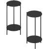 Furinno Turn-N-Tube Side Table, 2-Tier Round End Table with Open Shelf, Night Stand, Bedside Table, Toolless Assembly, for Living Room, Bedroom, Amber Pine(Americano)
