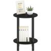 Furinno Turn-N-Tube Side Table, 2-Tier Round End Table with Open Shelf, Night Stand, Bedside Table, Toolless Assembly, for Living Room, Bedroom, Amber Pine(Espresso/Black)