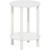 Furinno Turn-N-Tube Side Table, 2-Tier Round End Table with Open Shelf, Night Stand, Bedside Table, Toolless Assembly, for Living Room, Bedroom, Amber Pine(White/White)