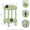 Furinno Turn-N-Tube Side Table, 2-Tier Round End Table with Open Shelf, Night Stand, Bedside Table, Toolless Assembly, for Living Room, Bedroom, Amber Pine(White/White)
