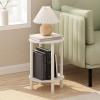 Furinno Turn-N-Tube Side Table, 2-Tier Round End Table with Open Shelf, Night Stand, Bedside Table, Toolless Assembly, for Living Room, Bedroom, Amber Pine(White/White)