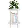 Furinno Turn-N-Tube Side Table, 2-Tier Round End Table with Open Shelf, Night Stand, Bedside Table, Toolless Assembly, for Living Room, Bedroom, Amber Pine(White/White)