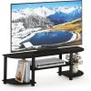 Furinno Turn-S-Tube Wide TV Entertainment Center, Espresso/Black Simplistic Set of 2 End Table, Americano/Black