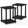Furinno Turn-S-Tube Wide TV Entertainment Center, Espresso/Black Simplistic Set of 2 End Table, Americano/Black