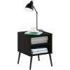 Furinno Claude Side Table, 2-Tier Square Mid-Century End Table with Wooden Legs, Open Shelf Night Stand, Bedside Table, for Living Room, Bedroom, Espresso(Espresso)