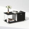 Furinno Simple Coffee Table, Side Table with Bin Drawer, Black