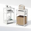 Furinno Simplistic Night Stand Set of 2, 3-Tier Open Shelf Design Nightstand with Metal Frame, Bedside Table, End Table, Side Table, for Bedroom, Living Room, White
