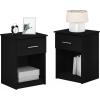 Furinno TIDUR Night Stand Set of 2, Modern Nightstand with Drawer and Open Shelf, End Table, Side Table, for Bedroom, Living Room, Dark Americano