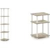 Furinno Turn-N-Tube 5 Tier Corner Display Rack Multipurpose Shelving Unit, 1-Pack, Sonoma Oak/White & Just 3-Tier Turn-N-Tube End Table, 1-Pack, Sonoma Oak/White(Sonoma Oak/White)