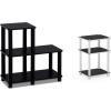 Furinno Turn-N-Tube Accent Decorative Shelf, Espresso/Black Just 3-Tier Turn-N-Tube End Table/Side Table/Night Stand/Bedside Table with Plastic Poles, 1-Pack, White/White