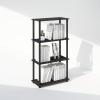 Furinno Turn-N-Tube Book Shelf, 4-Tier Bookshelf, Bookcase with Multipurpose Compact Display Rack, 11.6 x 23.6 x 43.2, for Living Room, Bedroom, Home Office, Dark Walnut(Americano/Black)