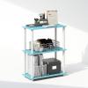 Furinno Turn-N-Tube Book Shelf, 4-Tier Bookshelf, Bookcase with Multipurpose Compact Display Rack, 11.6 x 23.6 x 43.2, for Living Room, Bedroom, Home Office, Dark Walnut(Light Blue/White)