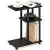 Furinno Turn-N-Tube C Shaped Side Table with Casters, French Oak Grey/Black(Espresso/Black)