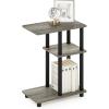 Furinno Turn-N-Tube C Shaped Side Table with Casters, French Oak Grey/Black(French Oak/Black)