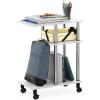 Furinno Turn-N-Tube C Shaped Side Table with Casters, French Oak Grey/Black(White Oak/Stainless Steel)