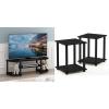 Furinno Turn-S-Tube Wide TV Entertainment Center, Espresso/Black Simplistic Set of 2 End Table, Americano/Black