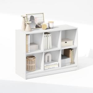 Furinno Basic Book Shelf, 3×2 Bookshelf, Cube Organizer Cabinet Bookcase with Shelf Storage, 11.9 x 31.6 x 23.6, for Living Room, Bedroom, Home Office, Espresso(White)