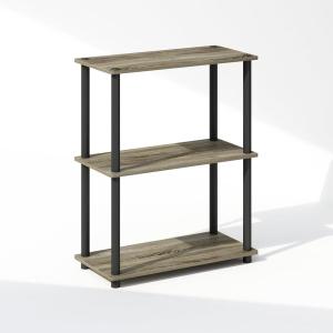 Furinno Turn-N-Tube Book Shelf, 4-Tier Bookshelf, Bookcase with Multipurpose Compact Display Rack, 11.6 x 23.6 x 43.2, for Living Room, Bedroom, Home Office, Dark Walnut(French Oak/Black)