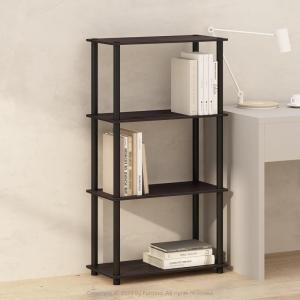 Furinno Turn-N-Tube Book Shelf, 4-Tier Bookshelf, Bookcase with Multipurpose Compact Display Rack, 11.6 x 23.6 x 43.2, for Living Room, Bedroom, Home Office, Dark Walnut(Dark Walnut)