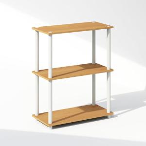 Furinno Turn-N-Tube Book Shelf, 4-Tier Bookshelf, Bookcase with Multipurpose Compact Display Rack, 11.6 x 23.6 x 43.2, for Living Room, Bedroom, Home Office, Dark Walnut(Beech/White)