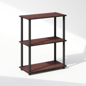 Furinno Turn-N-Tube Book Shelf, 4-Tier Bookshelf, Bookcase with Multipurpose Compact Display Rack, 11.6 x 23.6 x 43.2, for Living Room, Bedroom, Home Office, Dark Walnut(Dark Cherry/Black)