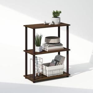 Furinno Turn-N-Tube Book Shelf, 4-Tier Bookshelf, Bookcase with Multipurpose Compact Display Rack, 11.6 x 23.6 x 43.2, for Living Room, Bedroom, Home Office, Dark Walnut(Walnut/Brown)