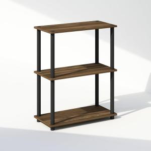 Furinno Turn-N-Tube Book Shelf, 4-Tier Bookshelf, Bookcase with Multipurpose Compact Display Rack, 11.6 x 23.6 x 43.2, for Living Room, Bedroom, Home Office, Dark Walnut(Columbia Walnut/Black)