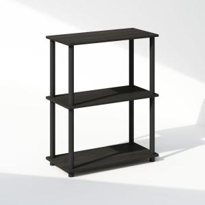 Furinno Turn-N-Tube Book Shelf, 4-Tier Bookshelf, Bookcase with Multipurpose Compact Display Rack, 11.6 x 23.6 x 43.2, for Living Room, Bedroom, Home Office, Dark Walnut(Espresso/Black)