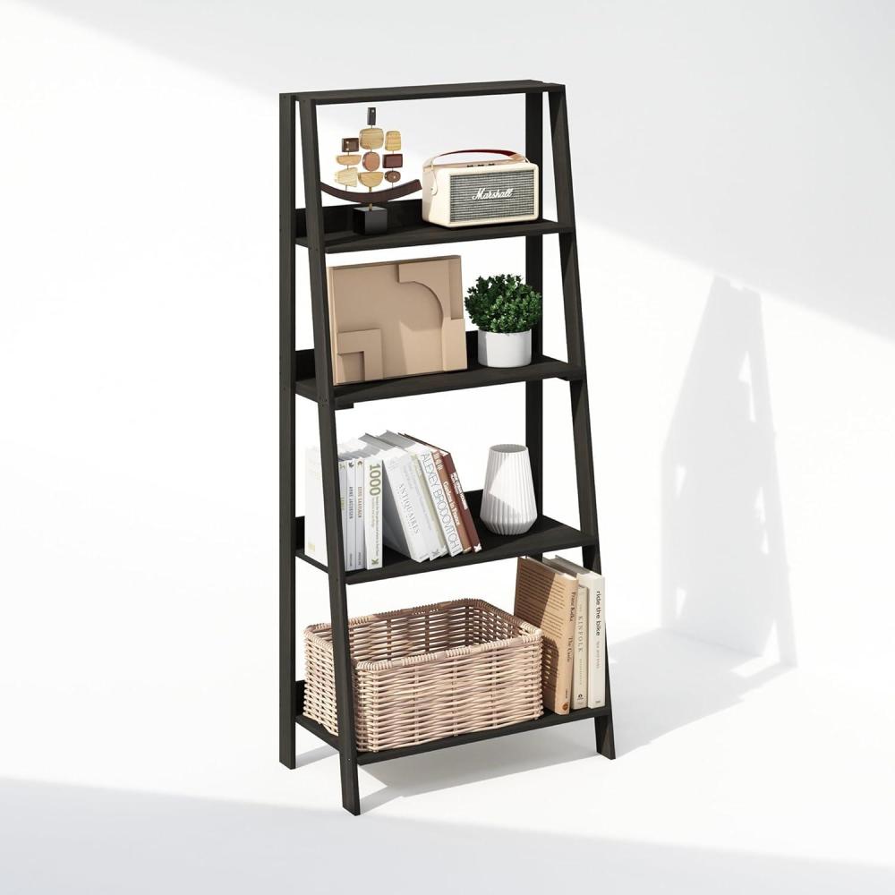 imageFurinno Ladder Display Shelf 5Tier Ladder Shelf Ladder Bookshelf Display Storage Shelves 13 x 236 x 535 for Living Room Home Office EspressoEspresso