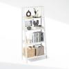 Furinno Ladder Display Shelf, 5-Tier Ladder Shelf, Ladder Bookshelf, Display Storage Shelves, 13 x 23.6 x 53.5, for Living Room, Home Office, Espresso(White)