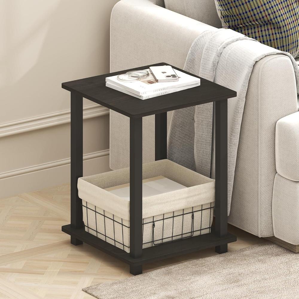 imageFurinno Simplistic Side Table Set of 2 End Table Night Stand Nightstand Bedside Table for Living Room Bedroom Black EspressoBlack EspressoBlack