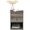 Furinno Jensen Night Stand, Lift-Top Nightstand with Drawer, Bedside Table, End Table, Side Table with Storage Shelf, Knob Handle Drawer, for Bedroom, Living Room, Grey Oak(Grey Oak)