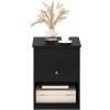 Furinno Jensen Night Stand, Lift-Top Nightstand with Drawer, Bedside Table, End Table, Side Table with Storage Shelf, Knob Handle Drawer, for Bedroom, Living Room, Grey Oak(Dark Americano)