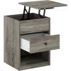 Furinno Jensen Night Stand, Lift-Top Nightstand with Drawer, Bedside Table, End Table, Side Table with Storage Shelf, Knob Handle Drawer, for Bedroom, Living Room, Grey Oak(Grey Oak)