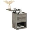 Furinno Jensen Night Stand, Lift-Top Nightstand with Drawer, Bedside Table, End Table, Side Table with Storage Shelf, Knob Handle Drawer, for Bedroom, Living Room, Grey Oak(Grey Oak)