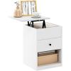 Furinno Jensen Night Stand, Lift-Top Nightstand with Drawer, Bedside Table, End Table, Side Table with Storage Shelf, Knob Handle Drawer, for Bedroom, Living Room, Grey Oak(White)