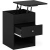 Furinno Jensen Night Stand, Lift-Top Nightstand with Drawer, Bedside Table, End Table, Side Table with Storage Shelf, Knob Handle Drawer, for Bedroom, Living Room, Grey Oak(Dark Americano)