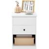 Furinno Jensen Night Stand, Lift-Top Nightstand with Drawer, Bedside Table, End Table, Side Table with Storage Shelf, Knob Handle Drawer, for Bedroom, Living Room, Grey Oak(White)