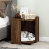 Furinno Peli Multipurpose End Table with Storage, Solid White, Cube(Columbia Walnut)