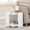 Furinno Peli Multipurpose End Table with Storage, Solid White, Cube(Solid White)